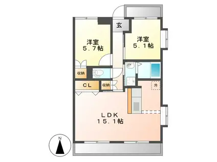 ヴェルドミール(2LDK/1階)の間取り写真