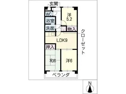 パールシティー(3LDK/1階)の間取り写真