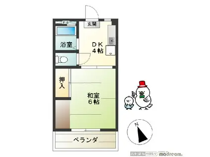 若松コーポラス(1DK/4階)の間取り写真