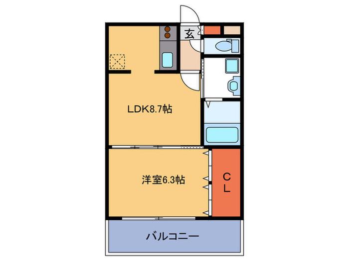 レジディア天神(1LDK/7階)の間取り写真