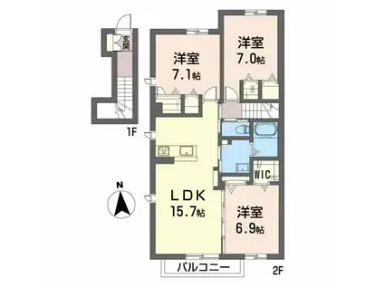 シャーメゾン MJ(3LDK/2階)の間取り写真