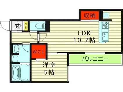 CLASHIST中宮3丁目(1LDK/1階)の間取り写真
