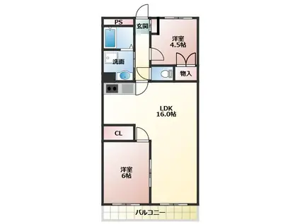リバーサイドレジデンス(2LDK/2階)の間取り写真