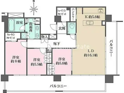 ザ・パークハウス中野タワー(3LDK/21階)の間取り写真