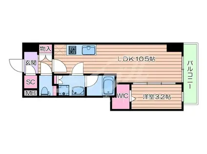 クロスレジデンス阿波座アーバネックス阿波座駅前(1LDK/8階)の間取り写真