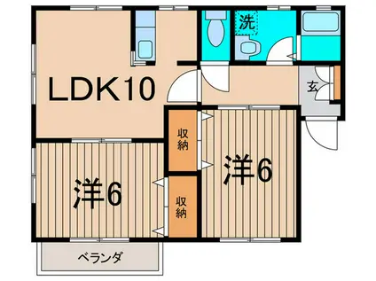 メゾンブ-ルジュ(2LDK/2階)の間取り写真