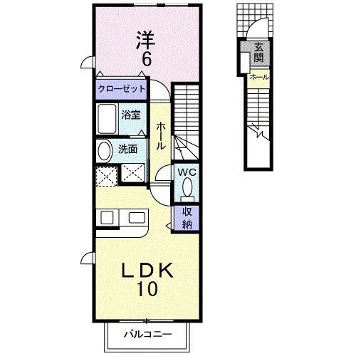フルーブ・レゾネートE(1LDK/2階)の間取り写真