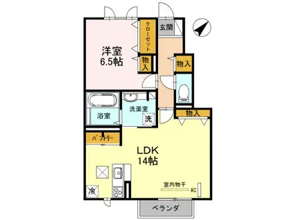 KIRALAA(1LDK/1階)の間取り写真