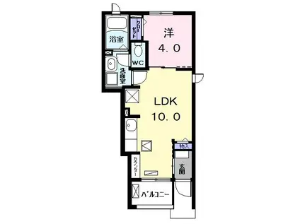 カルム ソレイユ(1LDK/1階)の間取り写真