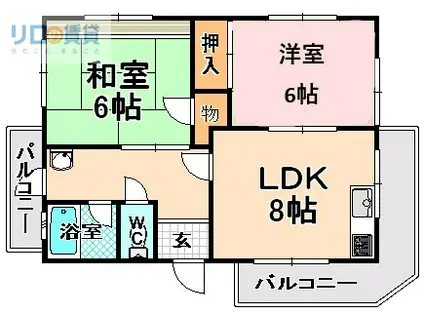 富士マンション(2LDK/3階)の間取り写真