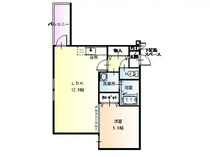 フジパレスKI番館(1LDK/3階)の間取り写真