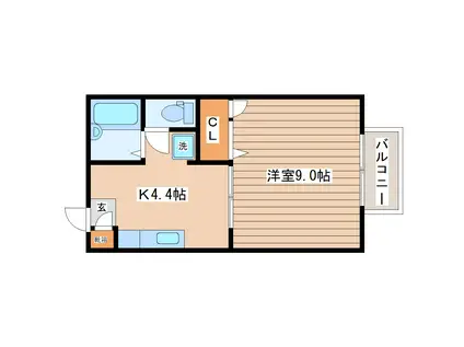 プレジオ泉崎B(1K/2階)の間取り写真