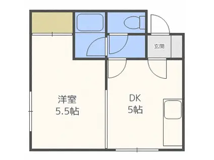 イーストホープ(1DK/2階)の間取り写真