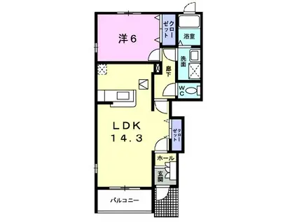 ヴィラ・グランシャリオ(1LDK/1階)の間取り写真