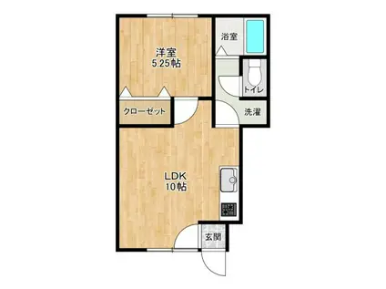 ロワジール三愛E(1LDK/1階)の間取り写真