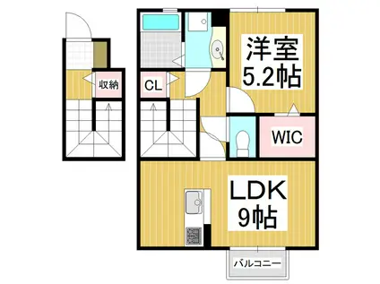 ALICEBELLCOURTC(1LDK/2階)の間取り写真