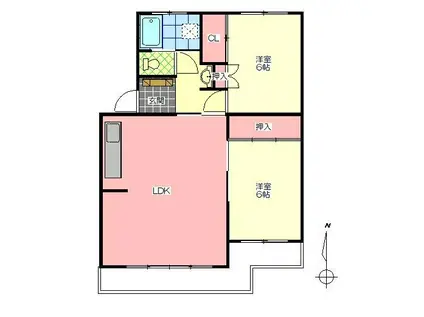 大昌ビル(2LDK/1階)の間取り写真