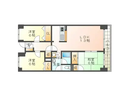 キャッスル50(3LDK/2階)の間取り写真