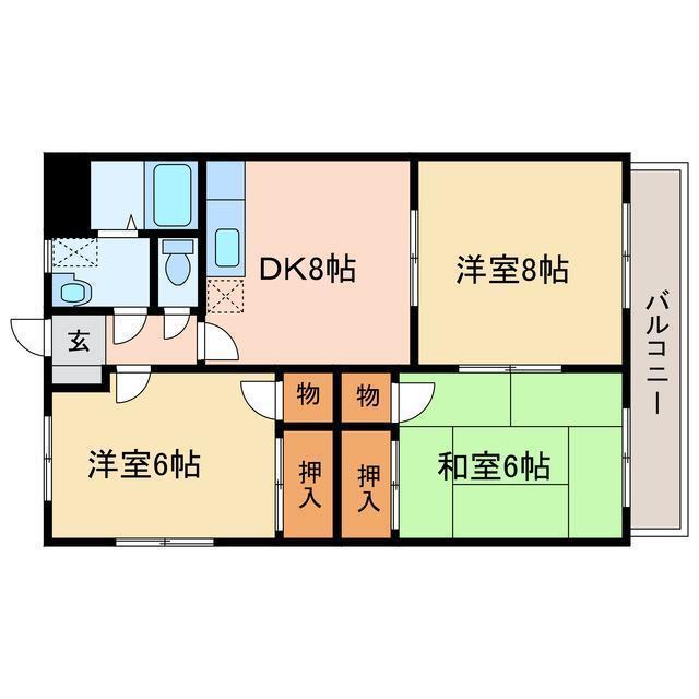エクセレントAM(3DK/2階)の間取り写真