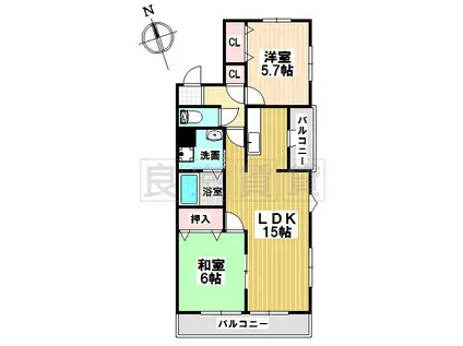 レインボー明円(2LDK/1階)の間取り写真