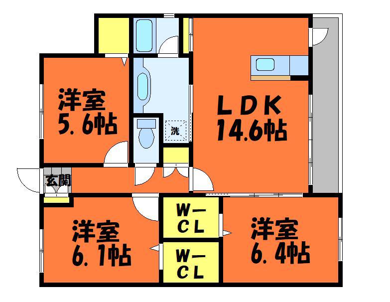 ビバリーグランディ(3LDK/3階)の間取り写真