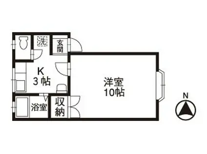 マーセルS2(1K/2階)の間取り写真