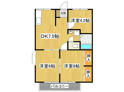 エステートピア春日C(3DK/1階)の間取り写真