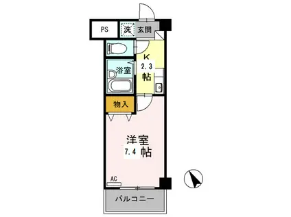 レイクヴュー堅田(1K/1階)の間取り写真