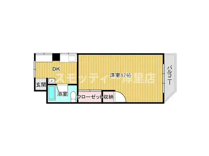 サブライムユース(1DK/2階)の間取り写真