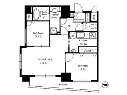パークキューブ本所吾妻橋(2LDK/9階)の間取り写真