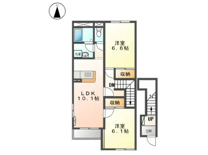 ドゥ アンジェロ(2LDK/2階)の間取り写真
