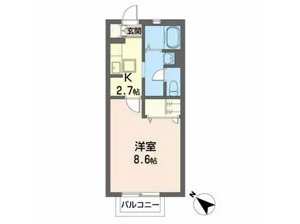 スプレンダー北仙台A(1K/1階)の間取り写真