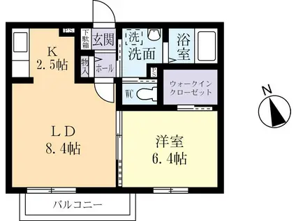 シャルムB(1LDK/2階)の間取り写真