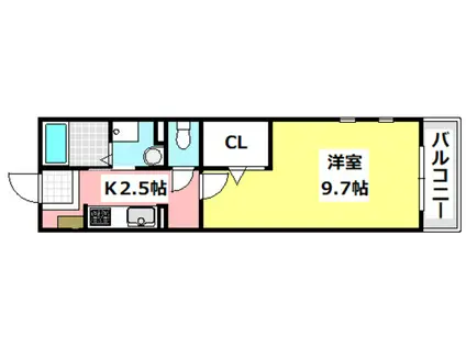 ミーティア(1K/3階)の間取り写真