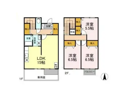 パラッツオ札元(3LDK/1階)の間取り写真