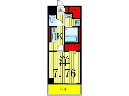 東京メトロ千代田線 綾瀬駅 徒歩5分 9階建 築15年(1K/5階)の間取り写真