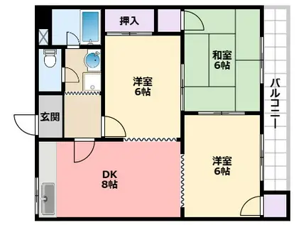 ヴィラコースト甲子園(3DK/2階)の間取り写真
