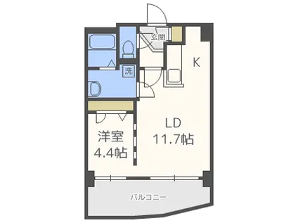 ビッグパレス中島公園(1LDK/14階)の間取り写真