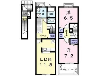 ガーデニアエス(2LDK/2階)の間取り写真