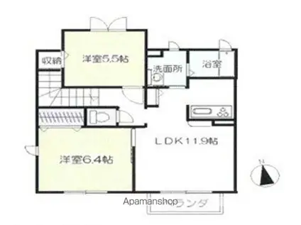 フォーレストタウンI(2LDK/2階)の間取り写真