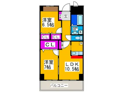 南秀苑なかもず(2LDK/4階)の間取り写真
