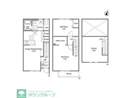ソレイユ B棟(2LDK/1階)の間取り写真