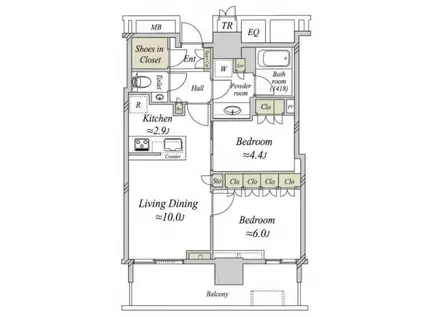 ザ・パークハウス晴海タワーズティアロレジデンス(2LDK/23階)の間取り写真