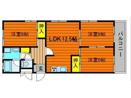 メゾンTHK(3LDK/3階)の間取り写真