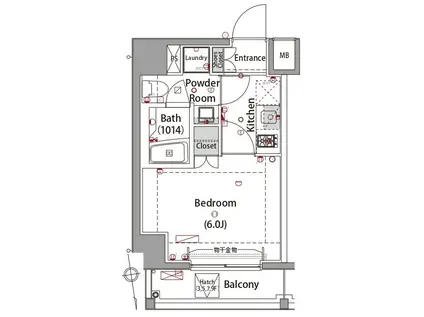 プレセダンヒルズ八王子(1K/3階)の間取り写真