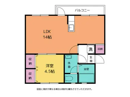 五福ユニバーシティ(1LDK/1階)の間取り写真