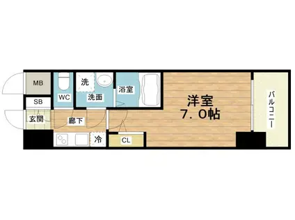 S-RESIDENCE難波大国町TRES(1K/13階)の間取り写真