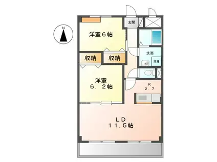 ブランジュ水広(2LDK/2階)の間取り写真