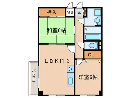 アミティ松本(2LDK/3階)の間取り写真