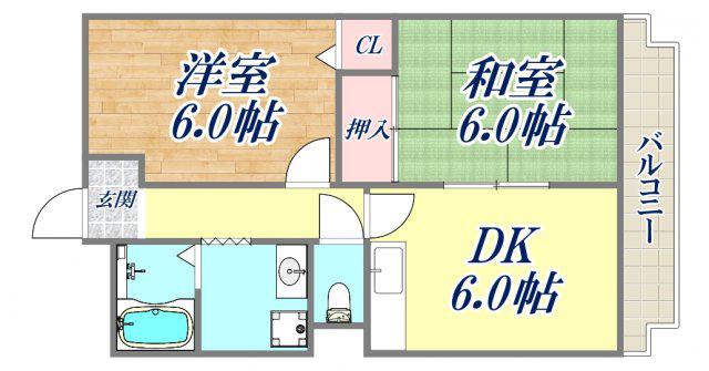 サン鹿塩(2DK/3階)の間取り写真
